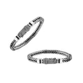Sterling silver double Bali weave heritage bracelet with textured clasp handcrafted in Bali, Indonesia.
